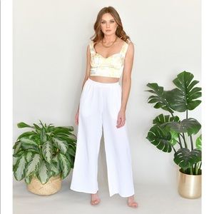 WHITE COTTON WIDE LEG PANT